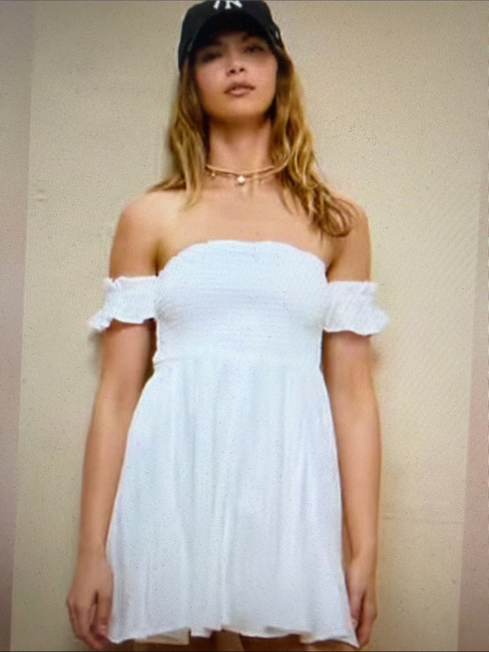 NWT A/E Off Shoulder Smock Coquette Lined Mini Dress Fairycore Girly Angelcore M